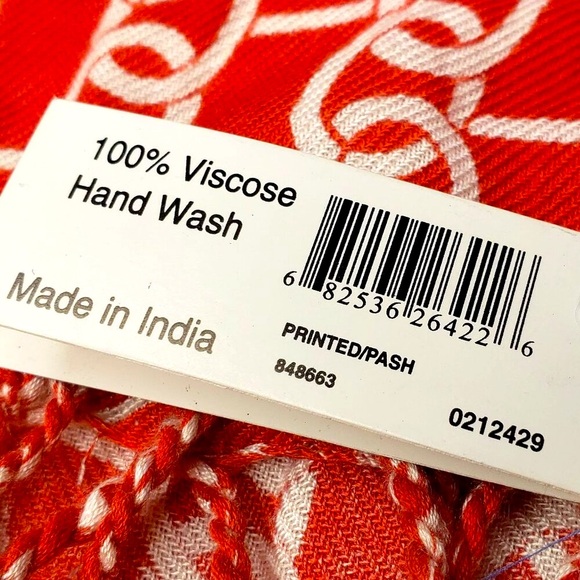 NWT Bijoux Terner Pashmina Shawl Women's Link Chain Graphic Fringed Edge Wrap OS - Picture 5 of 5